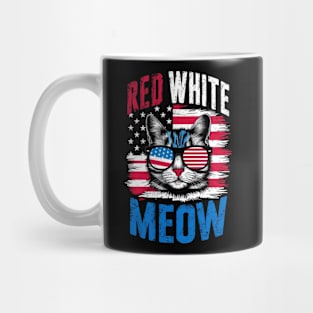 Red White And meow  america Mug